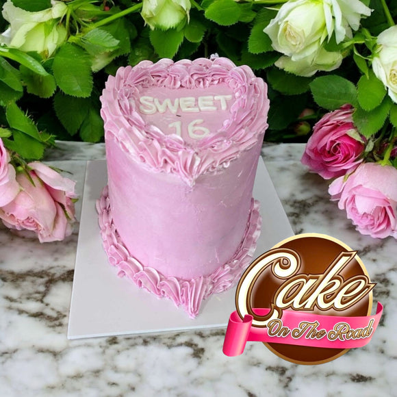 Pink Vintage Heart Shaped Cake