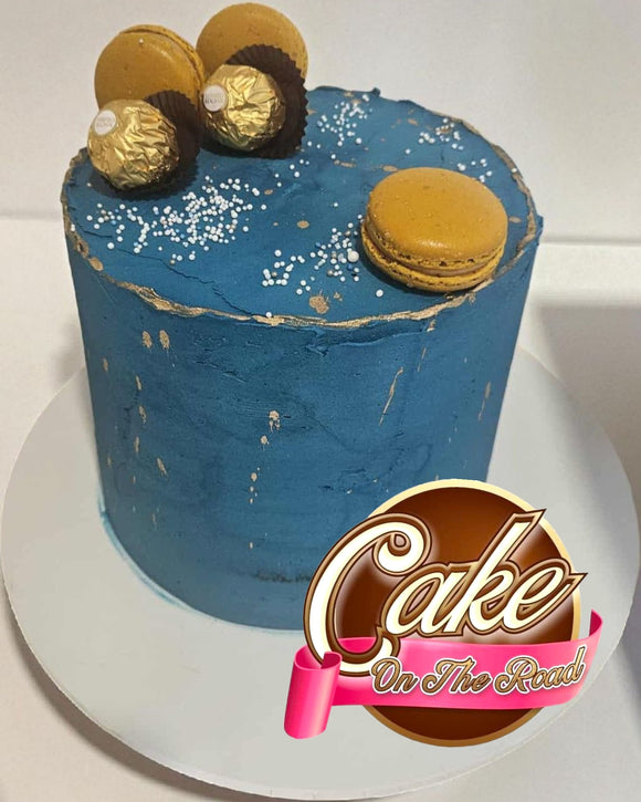 Blue & Gold Buttercream Cake