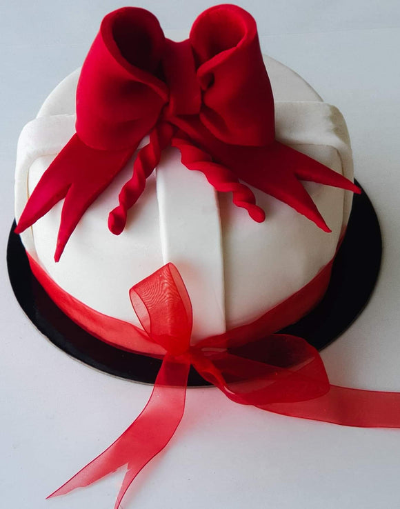 Gift Cake with Red Ribbon